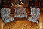 english needlepoint sofa and two chairs