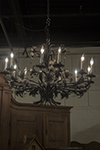 pair of painted and silver tole flower chandelier