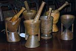 set of six spanish wooden mortars