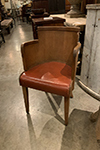 flemish armchair with barrel back and leather sat