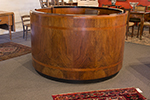 walnut circular reception desk