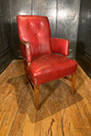 red leather english armchairs