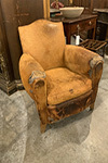 french worn leather club chair