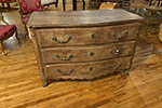 large 18th century dry walnut painted commode, the paint is a recent enhancement with shades of worn reds and orange