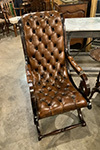 english brown button leather mahogany framed slipper chair