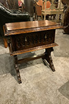 spanish carved oak gothic stool with a single drawer