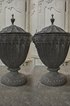pair of english 19th century neoclassical lead garden urns in the manner of robert adam