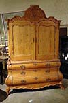 dutch pine armoire with two solid doors over three drawers