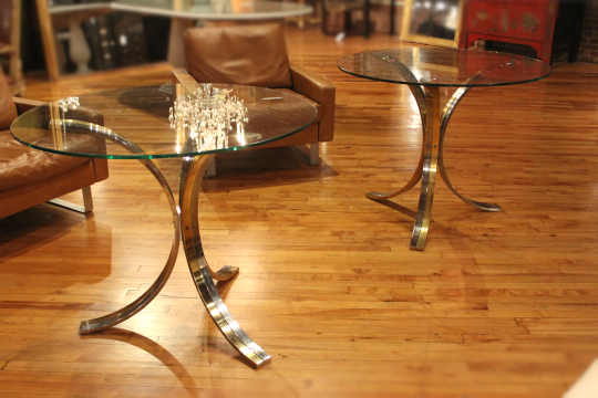 Pair Of French Brass & Glass Tables