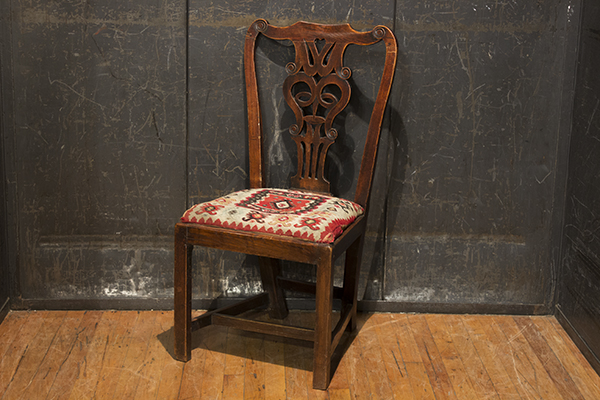 English Chippendale Oak Chair With Pierced Splat Back