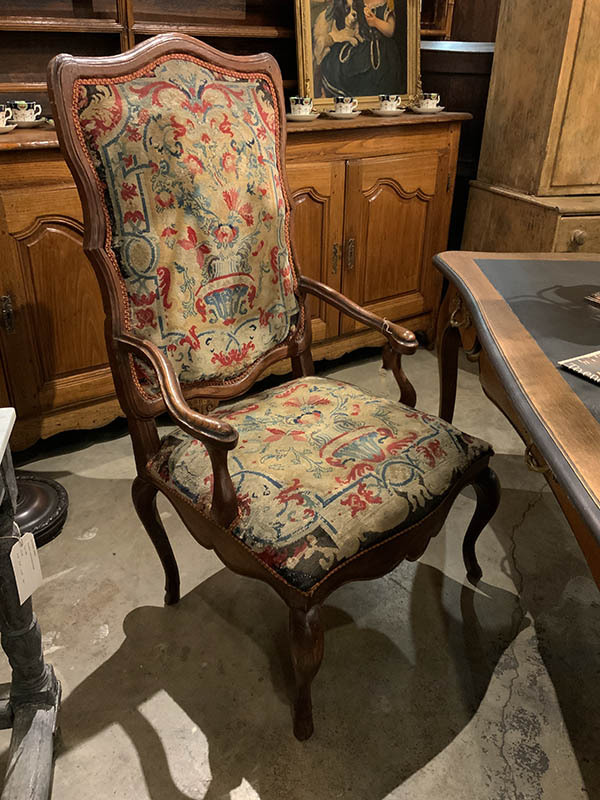 French Needlepoint Elm Armchair