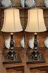 pair of french polished iron column lamps