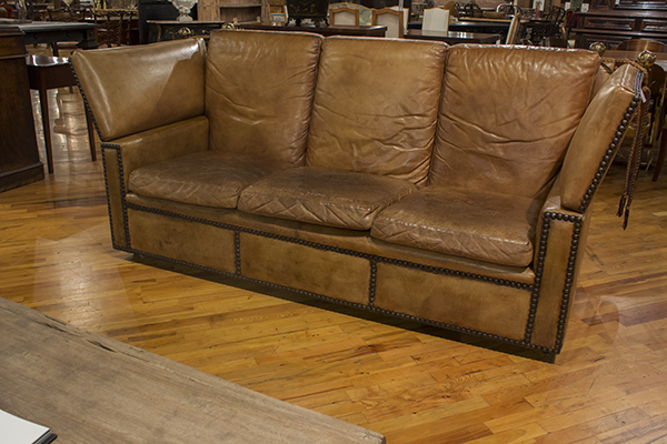 English Knole Leather Sofa