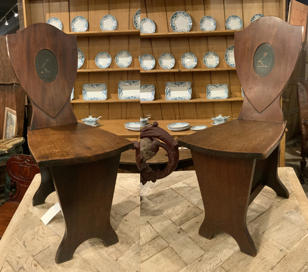 Pair of Georgian Mahogany Hall Chairs from Ireland