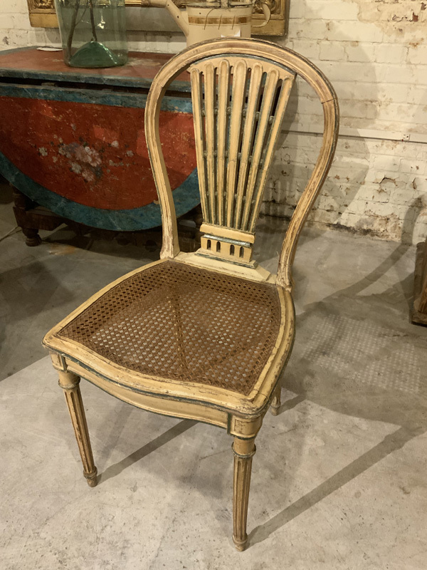 French Painted Side Chair with Inset Cane Seat