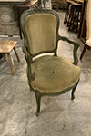 louis xv painted open armchair with padded back and seat