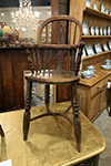 19th century elm and beech childs winsor armchair with crinoline stretcher